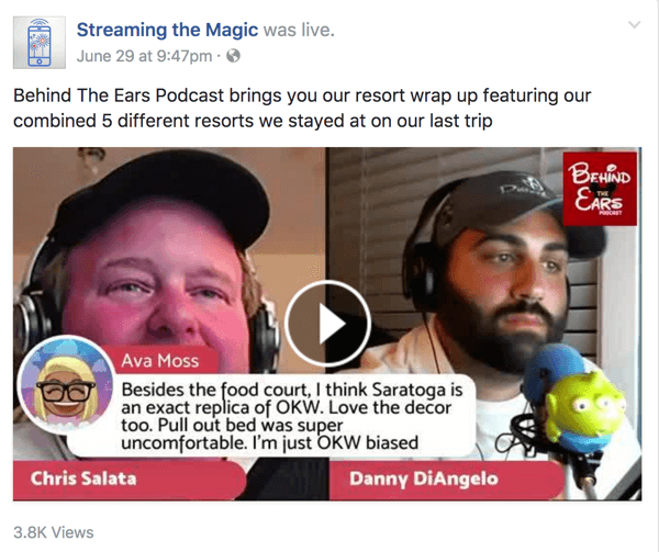 I co-conduttori di Behind the Ears condividono un patrimonio di conoscenze su tutto ciò che riguarda Disney nel loro spettacolo dal vivo su Facebook.