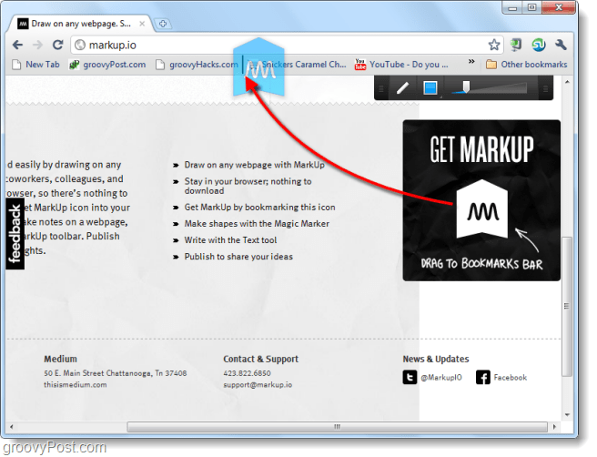 Cattura schermate di siti Web e disegnali usando Markup.io