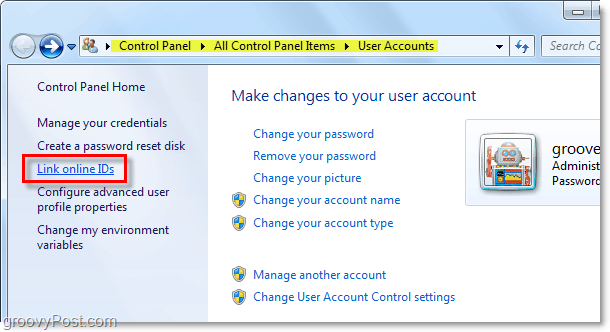 come collegare gli ID online in Windows 7