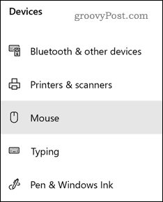 Opzione Impostazioni mouse di Windows