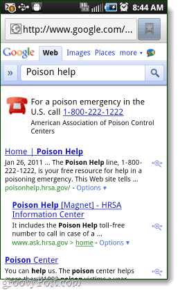 numeri di aiuto di veleno di google