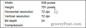Dettagli DPI per un'immagine su Windows