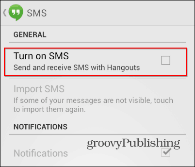 SMS di Hangouts disattivato
