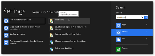 Come abilitare la cronologia dei file di Windows 8