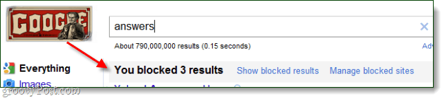 ricerca Google 3 risultati bloccati