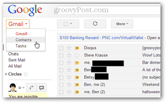 importa più contatti in Gmail