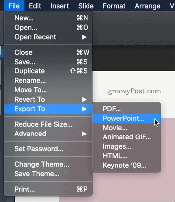 Esporta Keynote in PowerPoint