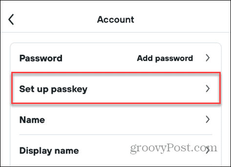 imposta la passkey per accedere all'opzione kayak