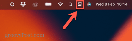 icona del centro di controllo nella barra degli strumenti mac