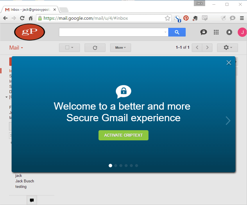 Criptext installato in Gmail