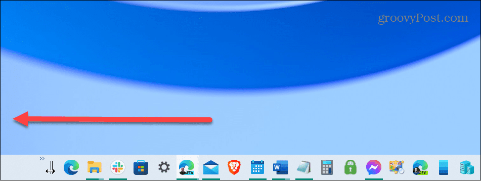 barra delle applicazioni centrale di Windows 10 sposta a sinistra
