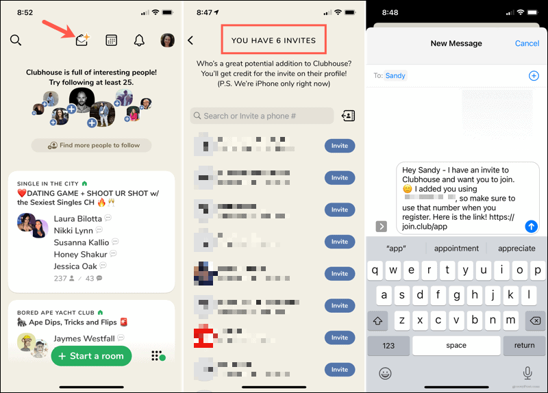 Inviti nell'app Clubhouse