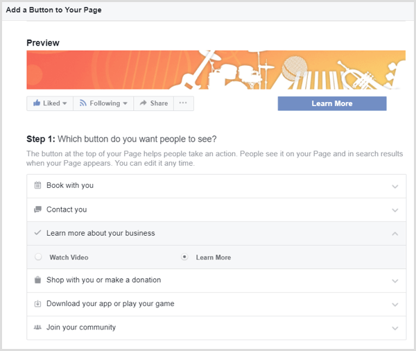 Facebook aggiunge il pulsante CTA alla pagina