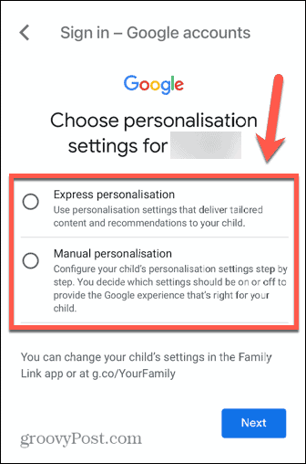 personalizzazione dell'account bambino gmail
