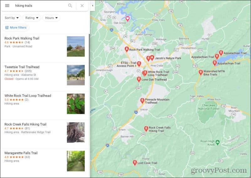 sentieri escursionistici google maps