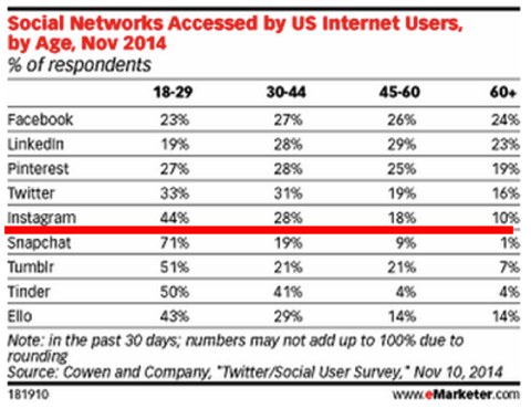 social network a cui gli utenti statunitensi hanno accesso per età emarketer 2014