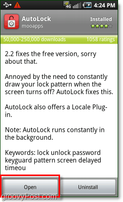 apri l'app Android Autolock