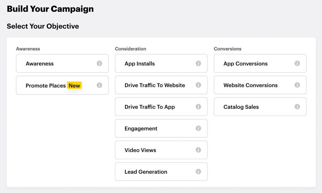 seleziona l'obiettivo per la campagna Snapchat Instant Create