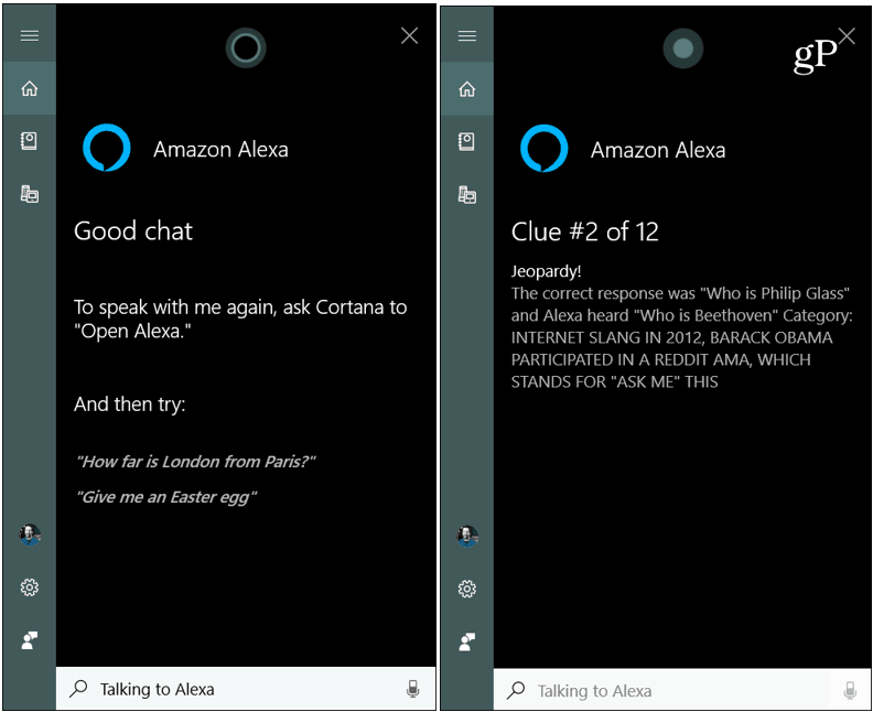 Utilizzo di Alexa Skills tramite Windows 10