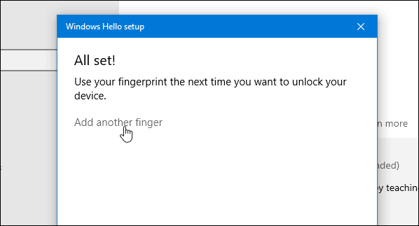 4 Windows Hello Fingerprint Complete Aggiungi un altro