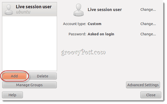 ubuntu utente della sessione live