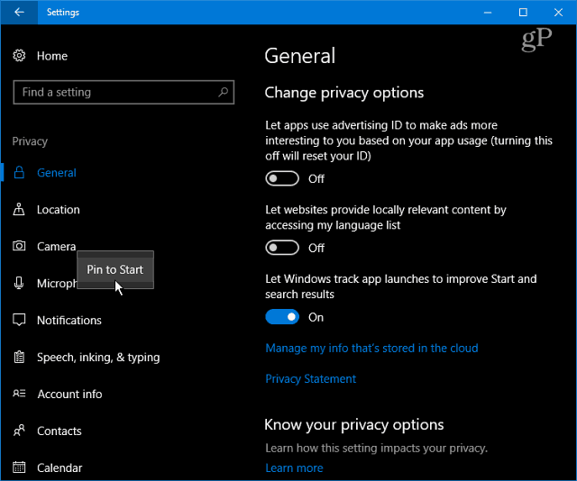 Impostazioni di Windows 10