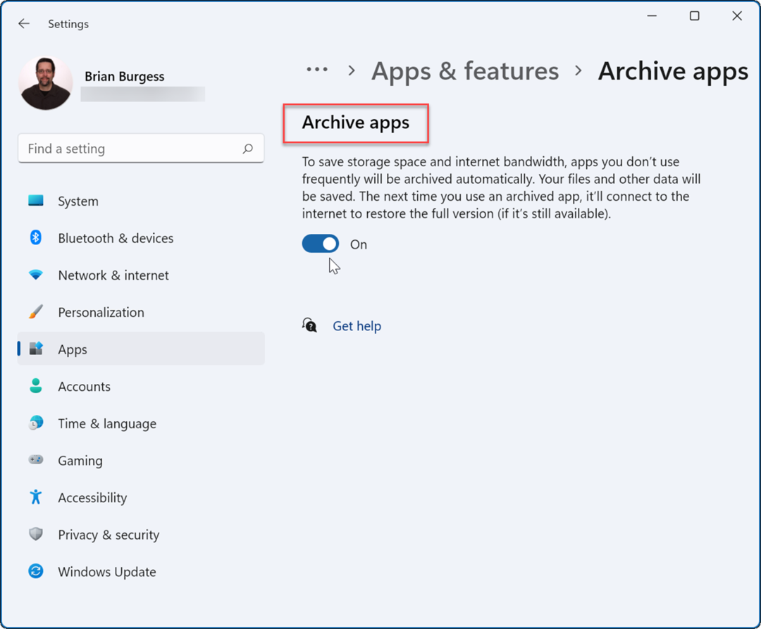 Come abilitare le app di archiviazione su Windows 11