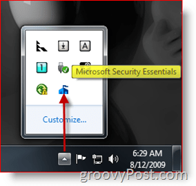 Icona / Avvio della barra delle attività di Microsoft Security Essentials
