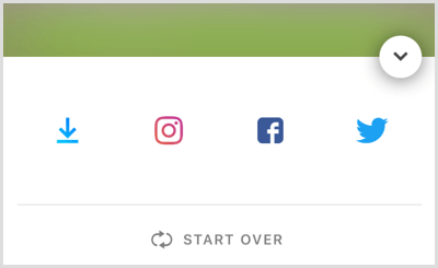 Tocca l'icona di Instagram per salvare la storia sul rullino fotografico.