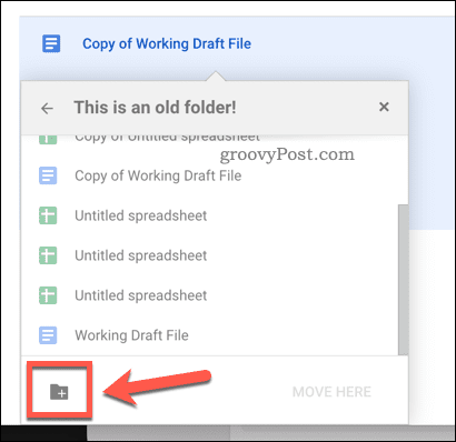 Creazione di una nuova cartella in cui spostare i file in Google Drive