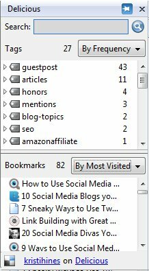 Delicious Firefox Add-On Bookmarks Sidebar