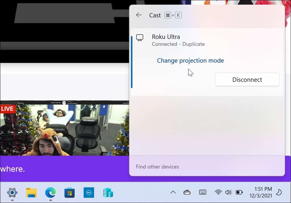 Windows 11 connesso a Roku