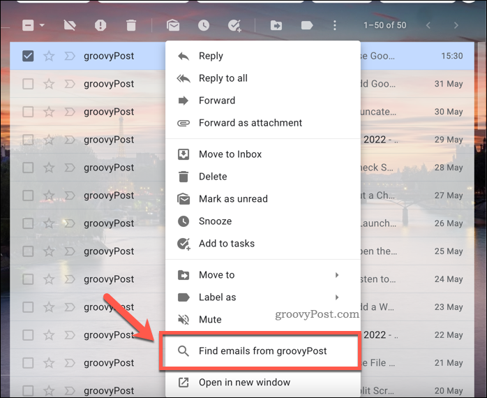 Gmail Trova e-mail da Opzioni