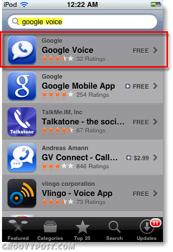 Google Voice su app store per ipod o ipad