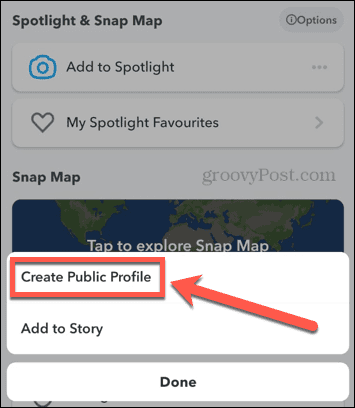 snapchat crea un profilo pubblico