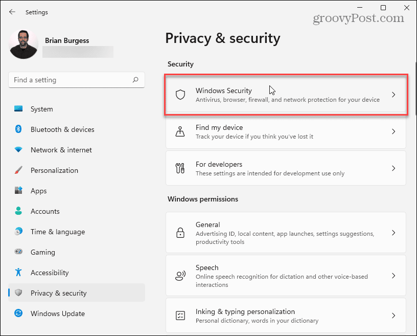 Privacy e sicurezza windows 11