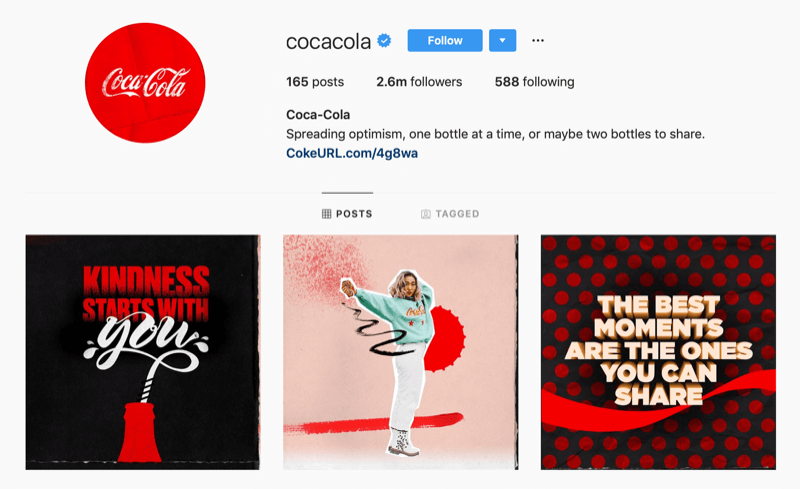 Profilo Instagram per Coca-Cola