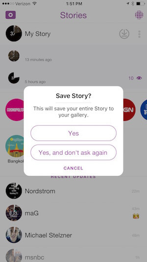 salva la tua storia snapchat sul tuo telefono
