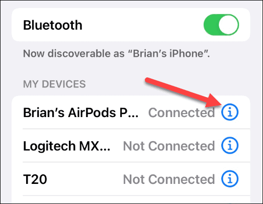 AirPods connesso Bluetooth