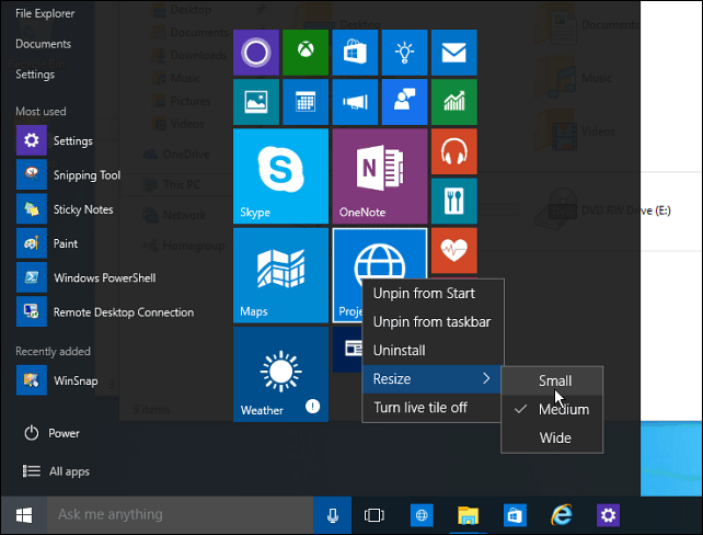 Suggerimento per Windows 10: rendere efficiente il menu Start