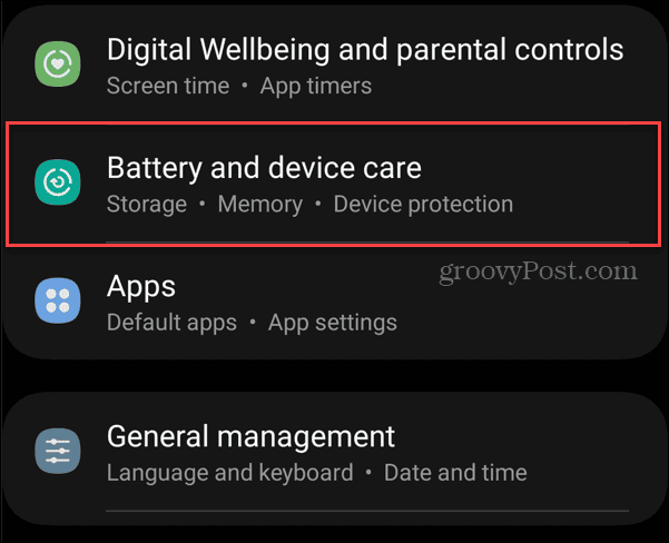 impostazioni Android per la cura della batteria e del dispositivo