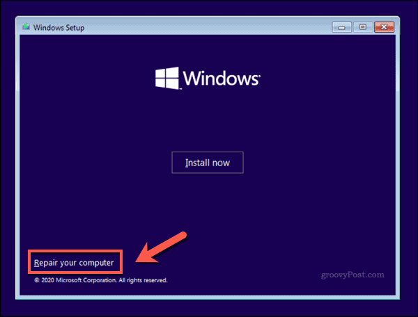 La schermata del programma di installazione di Windows 10