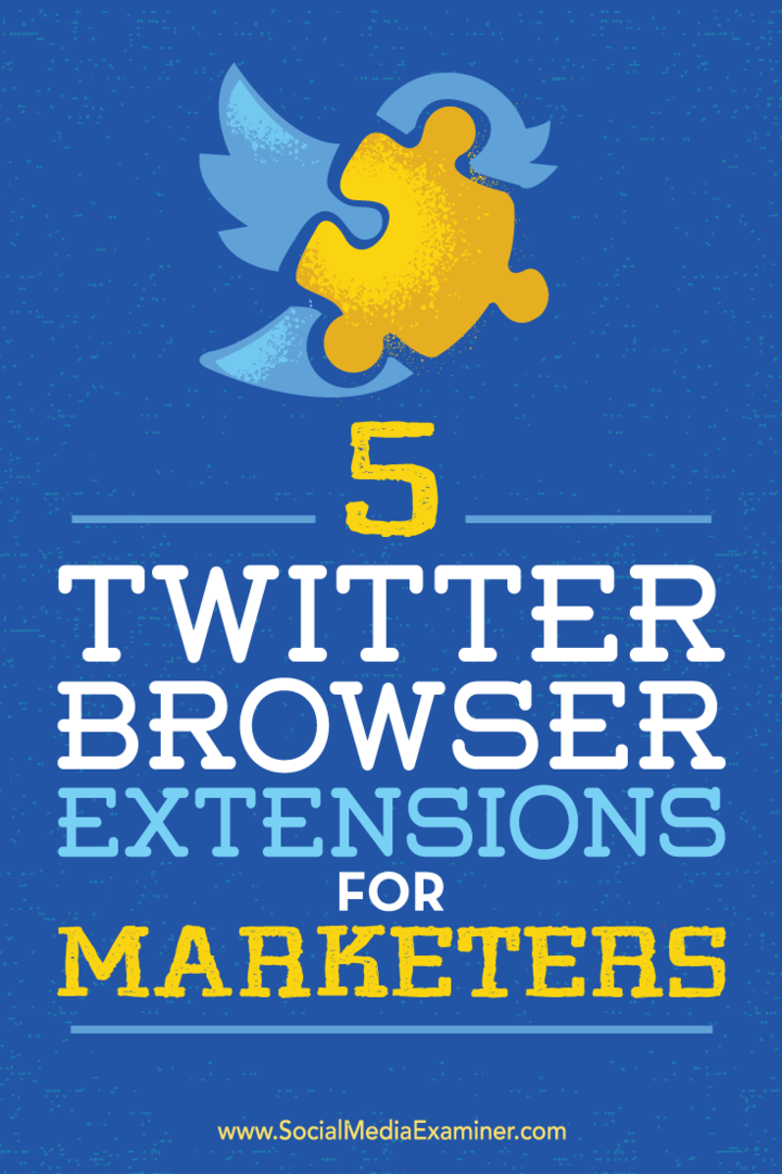 Suggerimenti su cinque estensioni del browser per semplificare il marketing su Twitter.