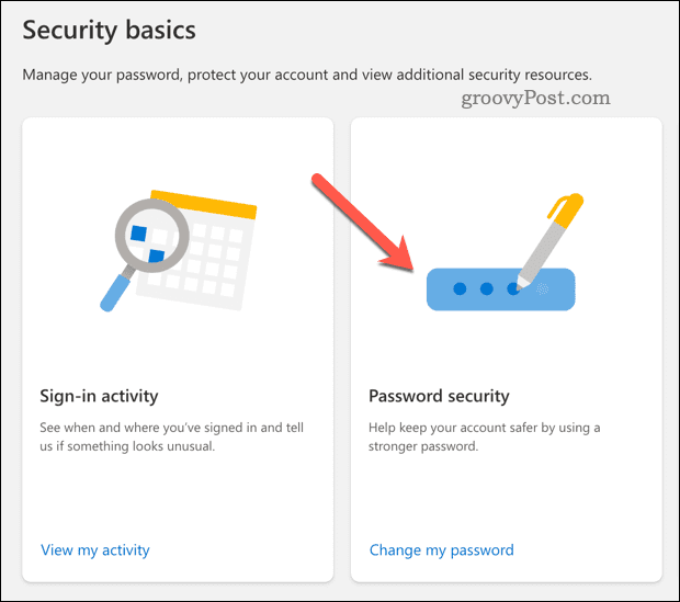 Cambia la sicurezza della password nel tuo account Microsoft