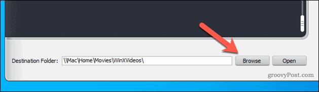 Impostazione della destinazione di output del file in WinX
