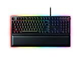 Tastiera da gioco Razer Huntsman Elite: Tasti rapidi - Interruttori ottici lineari - Illuminazione Chroma RGB - Poggiapolsi magnetico in peluche - Tasti multimediali e quadrante dedicati - Nero classico