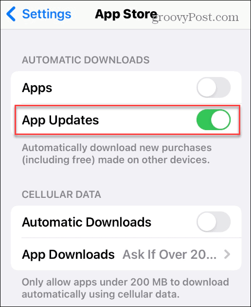 aggiornamenti dell'app