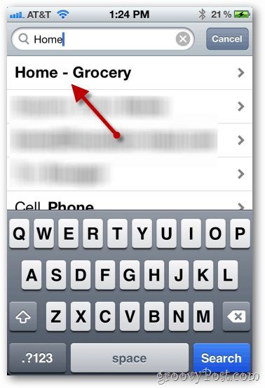 i promemoria per iPhone 4 iOS 5 selezionano un contatto