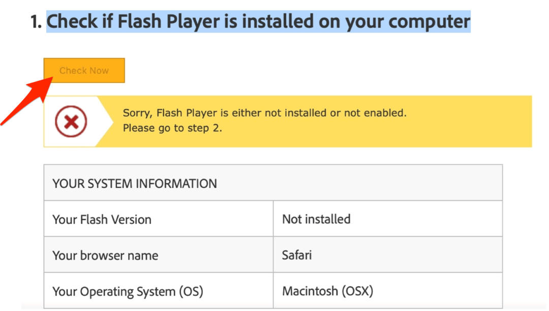 Conferma la rimozione di Adobe Flash