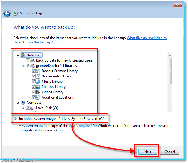 Backup di Windows 7: scegliere in dettaglio ciò di cui si desidera eseguire il backup